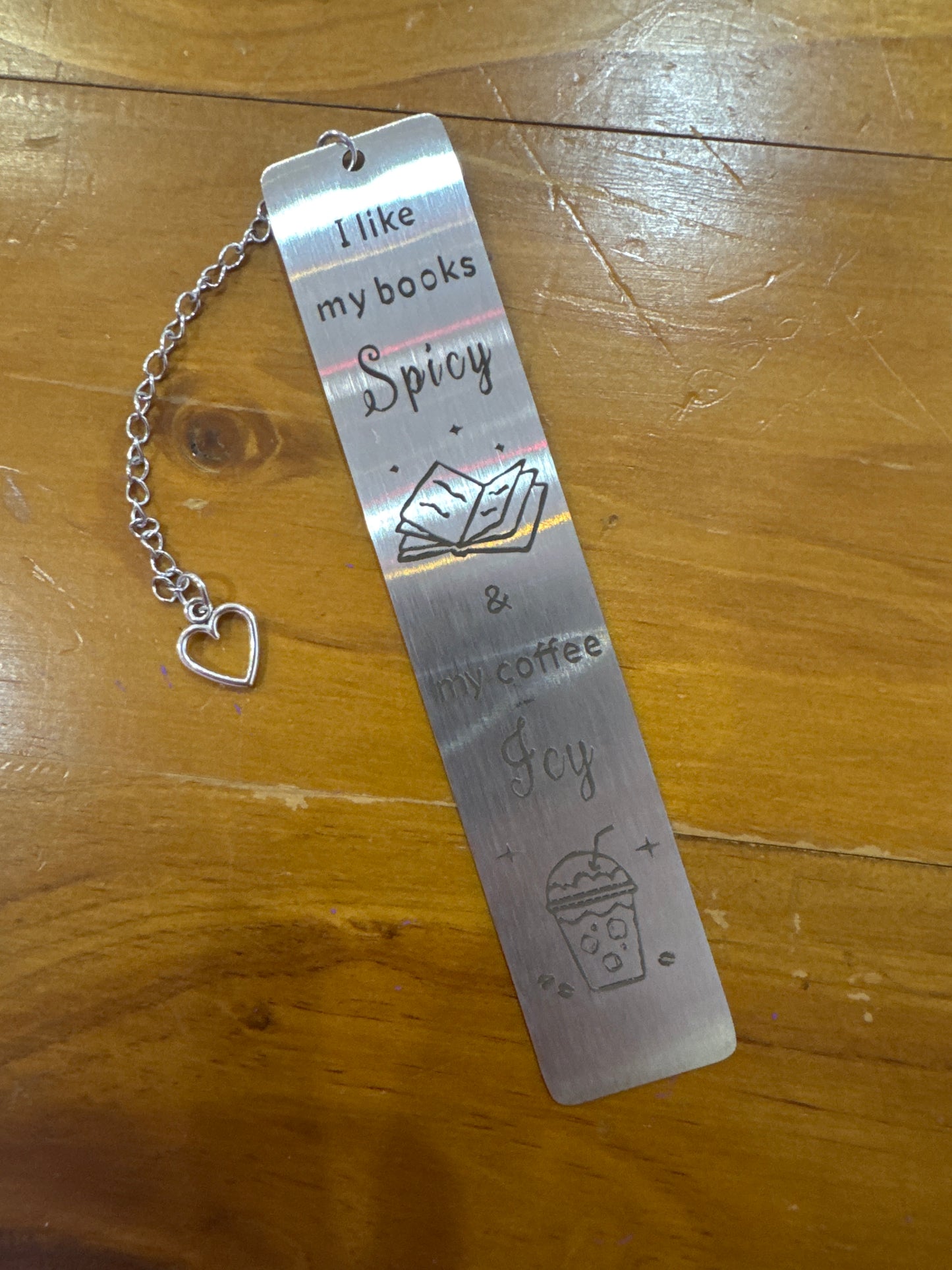 Metal bookmark- books spicy, coffee icy