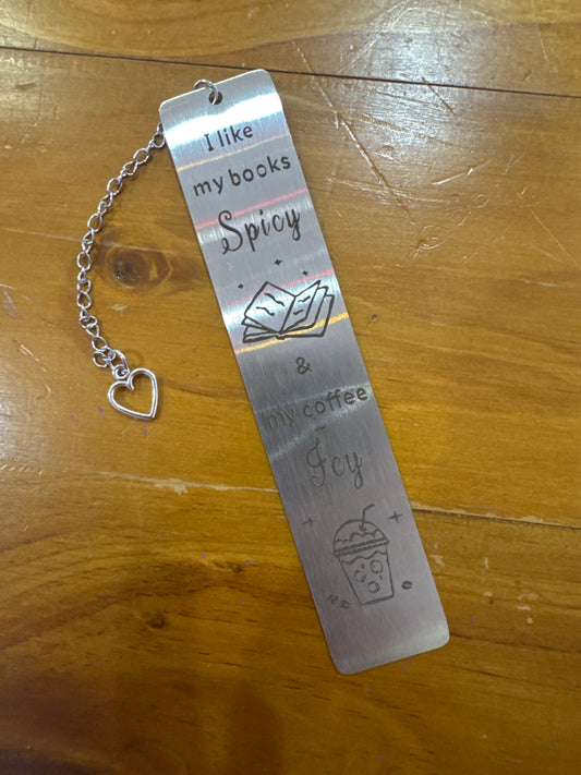Metal bookmark- books spicy, coffee icy